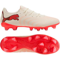 PUMA Future 9 Play Gras / Kunstgras Voetbalschoenen (MG) Gebroken Wit Zwart Roze