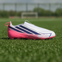 adidas F50 Hyperfast League Veterloze Gras Voetbalschoenen (FG) Kids Wit Paars Roze