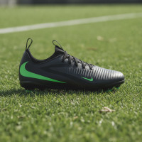 Nike Phantom 6 Low Academy Grass/Artificial Grass Football Boots (MG) Kids Black Bright Green