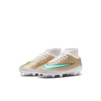 Nike Mercurial Superfly 11 Mbappé Club Gras / Kunstgras Voetbalschoenen (MG) Peuters/Kleuters Goud Groen Wit