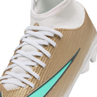Nike Mercurial Superfly 11 Mbappé Club Gras / Kunstgras Voetbalschoenen (MG) Peuters/Kleuters Goud Groen Wit