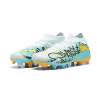 PUMA Future 9 Match Playmaker Gras / Kunstgras Voetbalschoenen (MG) Wit Vibrant Blue Sun Stream Lichtblauw