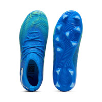 PUMA Future 9 Match Grass/Artificial Grass Football Boots (MG) Kids Blue Luminous Blue Lime