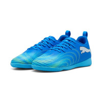 PUMA Future 9 Play Zaalvoetbalschoenen (IN) Kids Blauw Luminous Blue Lime