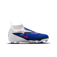 Nike Phantom 6 High Academy Gras / Kunstgras Voetbalschoenen (MG) Kids Blauw Wit Felroze