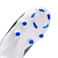 Nike Phantom 6 High Academy Gras / Kunstgras Voetbalschoenen (MG) Kids Blauw Wit Felroze