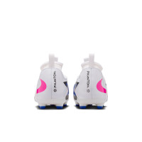 Nike Phantom 6 High Academy Gras / Kunstgras Voetbalschoenen (MG) Kids Blauw Wit Felroze