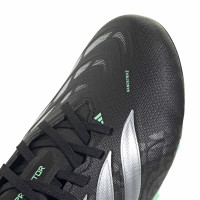 adidas Predator League Gras Voetbalschoenen (FG) Kids Zwart Zilver Mintgroen