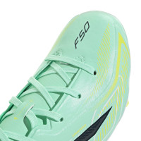adidas F50 Hyperfast League Gras Voetbalschoenen (FG) Kids Mintgroen Zwart Wit