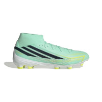 adidas F50 Hyperfast League Mid Gras Voetbalschoenen (FG) Mintgroen Zwart Wit