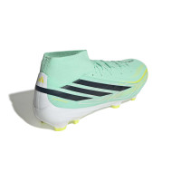 adidas F50 Hyperfast League Mid Gras Voetbalschoenen (FG) Mintgroen Zwart Wit
