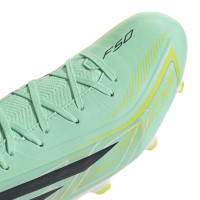 adidas F50 Hyperfast League Mid Gras Voetbalschoenen (FG) Mintgroen Zwart Wit