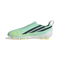 adidas F50 Hyperfast League Veterloze Gras Voetbalschoenen (FG) Kids Mintgroen Zwart Wit
