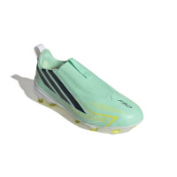adidas F50 Hyperfast League Veterloze Gras Voetbalschoenen (FG) Kids Mintgroen Zwart Wit