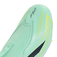 adidas F50 Hyperfast League Veterloze Gras Voetbalschoenen (FG) Kids Mintgroen Zwart Wit