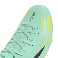 adidas F50 Hyperfast League Mid Gras Football Boots (FG) Kids Mint Green Black White