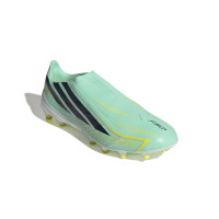 adidas F50 Hyperfast League Laceless Artificial Grass Football Boots (AG) Mint Green Black White