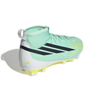 adidas F50 Hyperfast Club Mid Grass/Artificial Grass Football Boots (MG) Kids Mint Green Black White