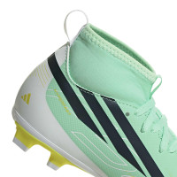 adidas F50 Hyperfast Club Mid Grass/Artificial Grass Football Boots (MG) Kids Mint Green Black White