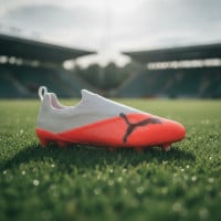 PUMA Ultra 7 Match Laceless Grass/Artificial Grass Football Boots (MG) Kids White Bright Red Black