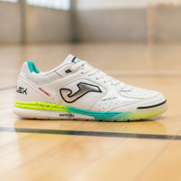 Joma Top Flex Rebound Indoor Football Boots (IN) White Silver Grey Turquoise Bright Yellow