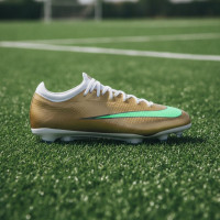 Nike Mercurial Vapor 17 Mbappé Pro Gras Voetbalschoenen (FG) Kids Goud Groen Wit