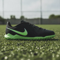 Nike Tiempo Maestro Club Turf Voetbalschoenen (TF) Kids Zwart Felgroen Zilvergrijs