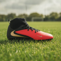 Nike Phantom 6 High Club Grass/Artificial Grass Football Boots (MG) Kids Black Bright Red Gold