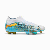PUMA Future 9 Ultimate Playmaker Gras Voetbalschoenen (FG) Wit Vibrant Blue Sun Stream Lichtblauw