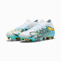 PUMA Future 9 Ultimate Playmaker Gras Voetbalschoenen (FG) Wit Vibrant Blue Sun Stream Lichtblauw