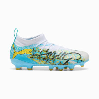 PUMA Future 9 Match Playmaker Gras / Kunstgras Voetbalschoenen (MG) Kids Wit Vibrant Blue Sun Stream Lichtblauw