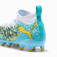 PUMA Future 9 Match Playmaker Gras / Kunstgras Voetbalschoenen (MG) Kids Wit Vibrant Blue Sun Stream Lichtblauw
