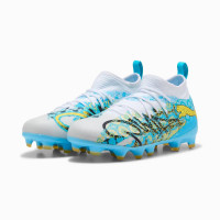 PUMA Future 9 Match Playmaker Gras / Kunstgras Voetbalschoenen (MG) Kids Wit Vibrant Blue Sun Stream Lichtblauw