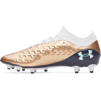 Under Armour Magnetico Pro 6 Grass Football Boots (FG) White Brown Dark Grey