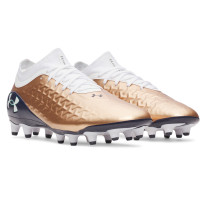 Under Armour Magnetico Pro 6 Grass Football Boots (FG) White Brown Dark Grey