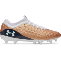 Under Armour Magnetico Select 6 Gras Voetbalschoenen (FG) Wit Bruin Donkergrijs