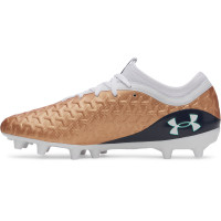 Under Armour Magnetico Select 6 Gras Voetbalschoenen (FG) Wit Bruin Donkergrijs