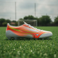 Mizuno Alpha III Elite Gras Voetbalschoenen (FG) Wit Oranje Limoen