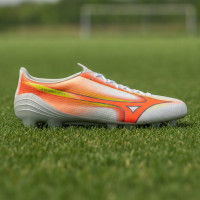 Mizuno Alpha III Pro Gras Voetbalschoenen (FG) Wit Oranje Limoen