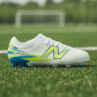 New Balance Furon V9 Team Gras Voetbalschoenen (FG) Kids Wit Geel Blauw