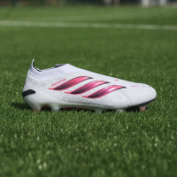 adidas Predator Elite Laceless Grass Football Boots (FG) White Black Pink