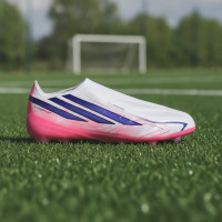 adidas F50 Hyperfast Elite Veterloze Gras Voetbalschoenen (FG) Kids Wit Paars Roze