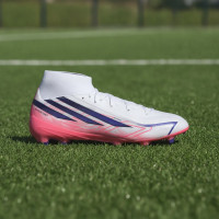 adidas F50 Hyperfast League Mid Gras Voetbalschoenen (FG) Wit Paars Roze
