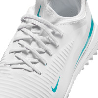 Nike Phantom 6 Low Academy Turf Voetbalschoenen (TF) Kids Wit Turquoise