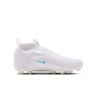 Nike Phantom 6 High Academy Gras / Kunstgras Voetbalschoenen (MG) Kids Wit Turquoise