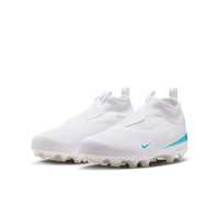 Nike Phantom 6 High Academy Gras / Kunstgras Voetbalschoenen (MG) Kids Wit Turquoise