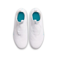 Nike Phantom 6 High Academy Gras / Kunstgras Voetbalschoenen (MG) Kids Wit Turquoise