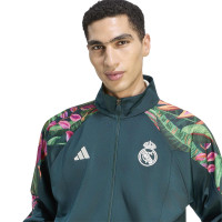 adidas Real Madrid Farm Trainingsjack Donkergroen Wit Oranje Roze