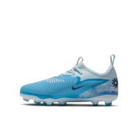 Nike Phantom 6 Low Haaland Academy Gras / Kunstgras Voetbalschoenen (MG) Kids Lichtblauw Blauw Felblauw