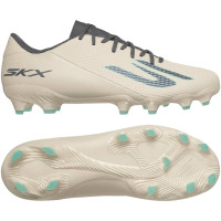 Skechers SKX_2 Low Academy Gras Voetbalschoenen (FG) Beige Donkergrijs Turquoise